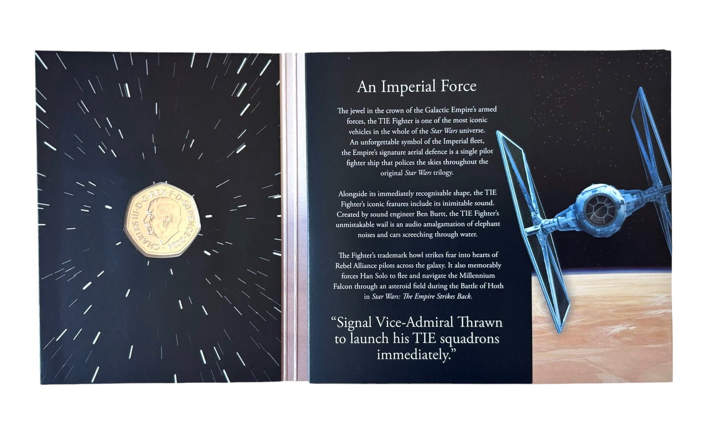 Star Wars 2024 Royal Mint King Charles III 50p Uncirculated Tie Fighter Coin