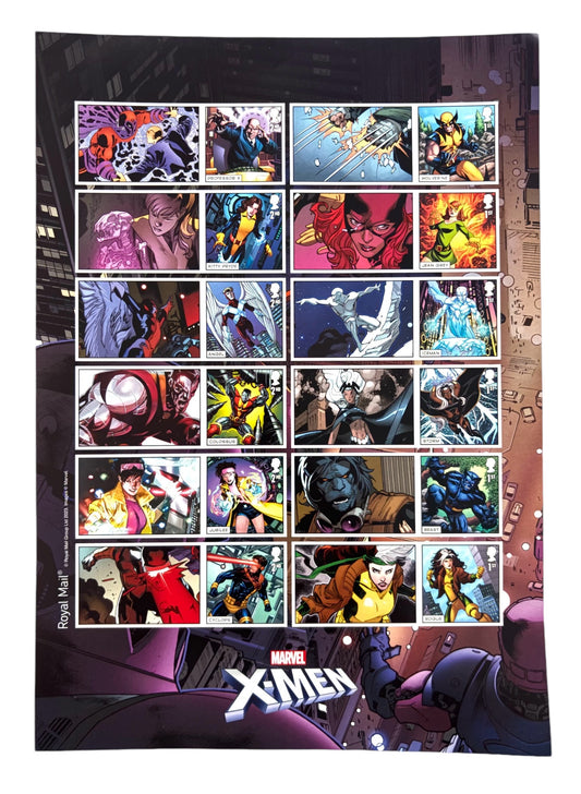 Marvel X-Men Collectors Sheet with 12 Stamps and 12 Stickers