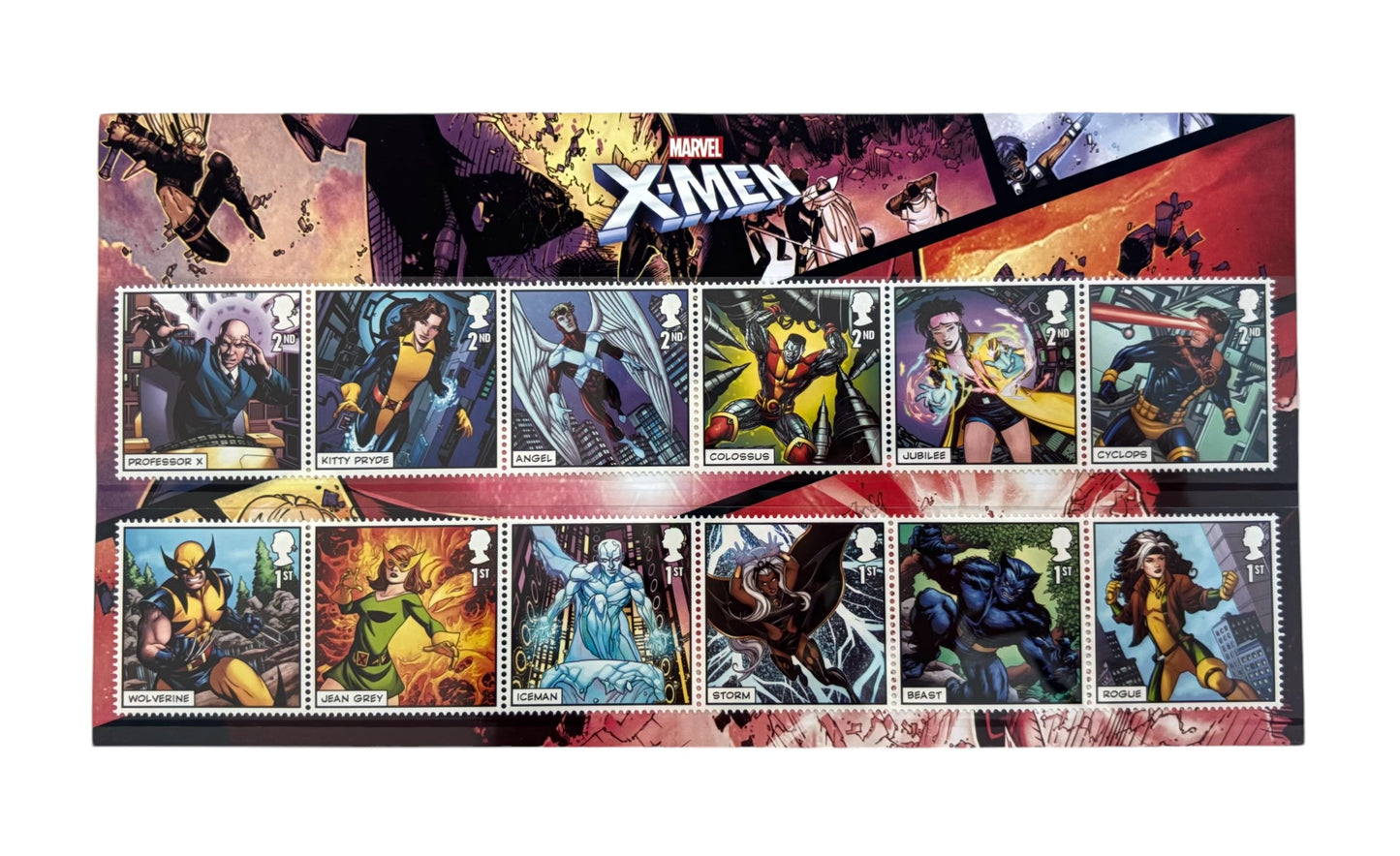 Marvel X-MEN 12 Royal Mail Stamps